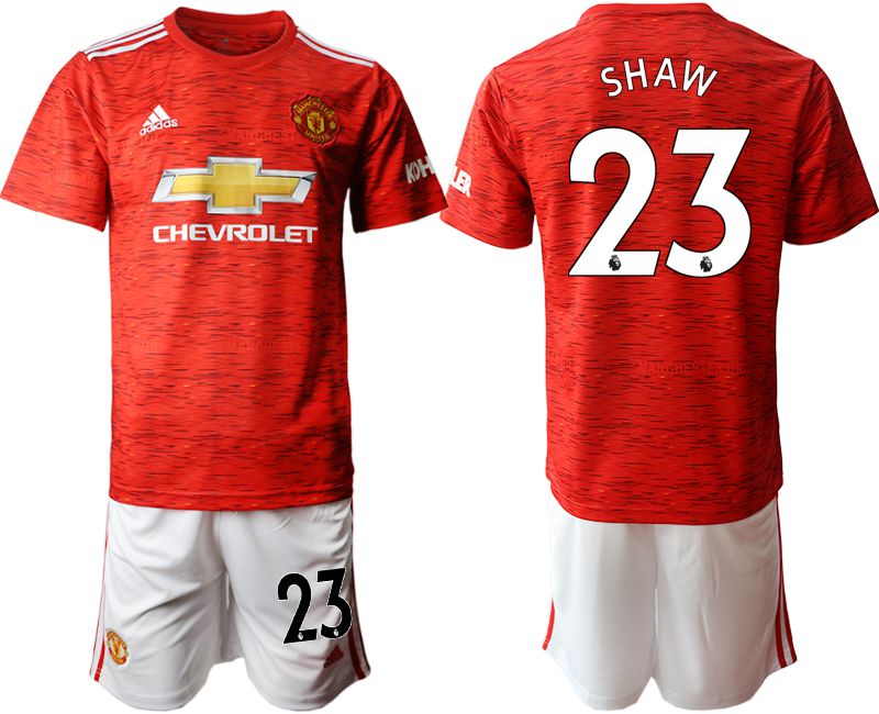 Men 2020-2021 club Manchester United home #23 red Soccer Jerseys->manchester united jersey->Soccer Club Jersey